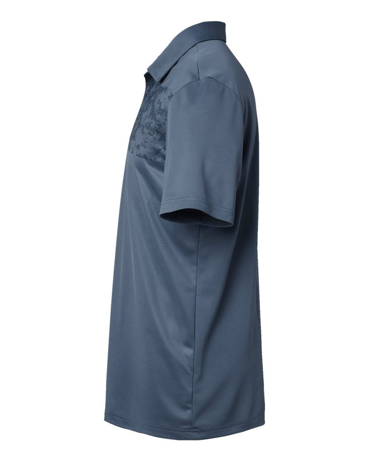 Left View of Tech Ink Camo Chest Print Polo - A585