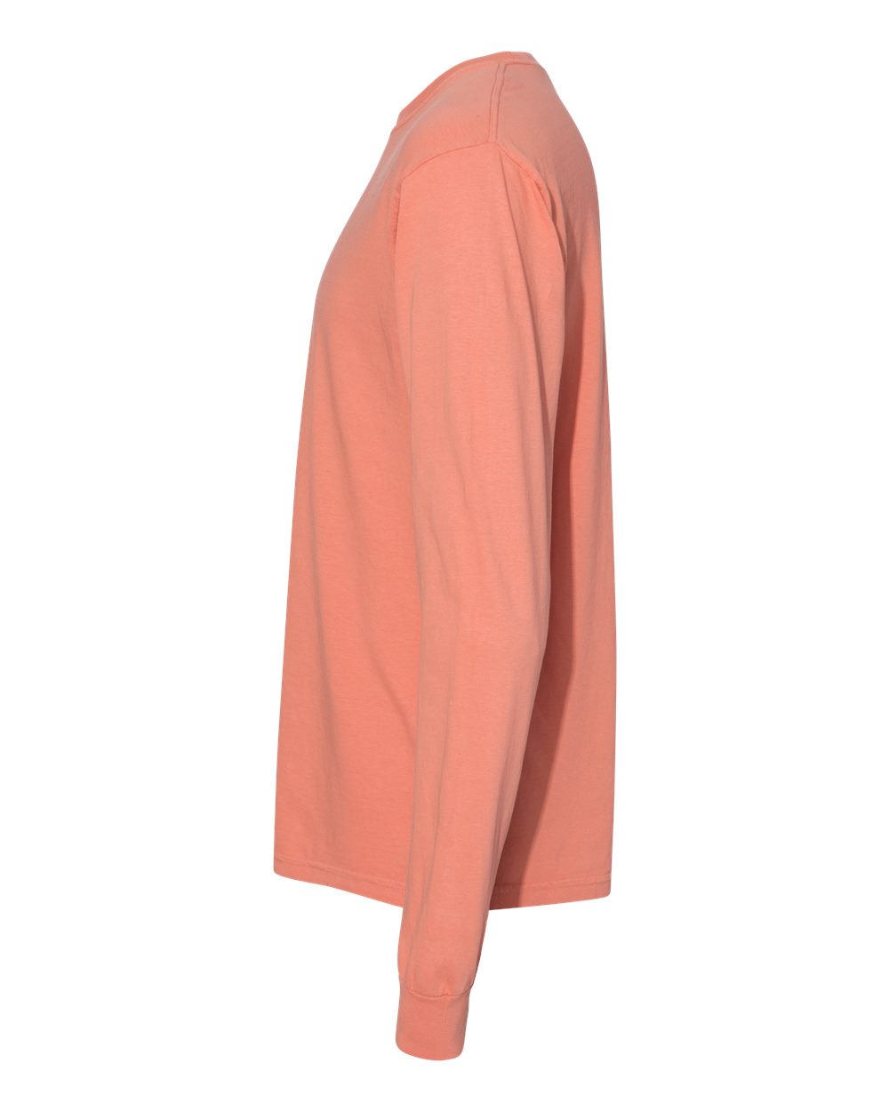 Left View of Terracotta Garment-Dyed Heavyweight Long Sleeve T-Shirt - 6014