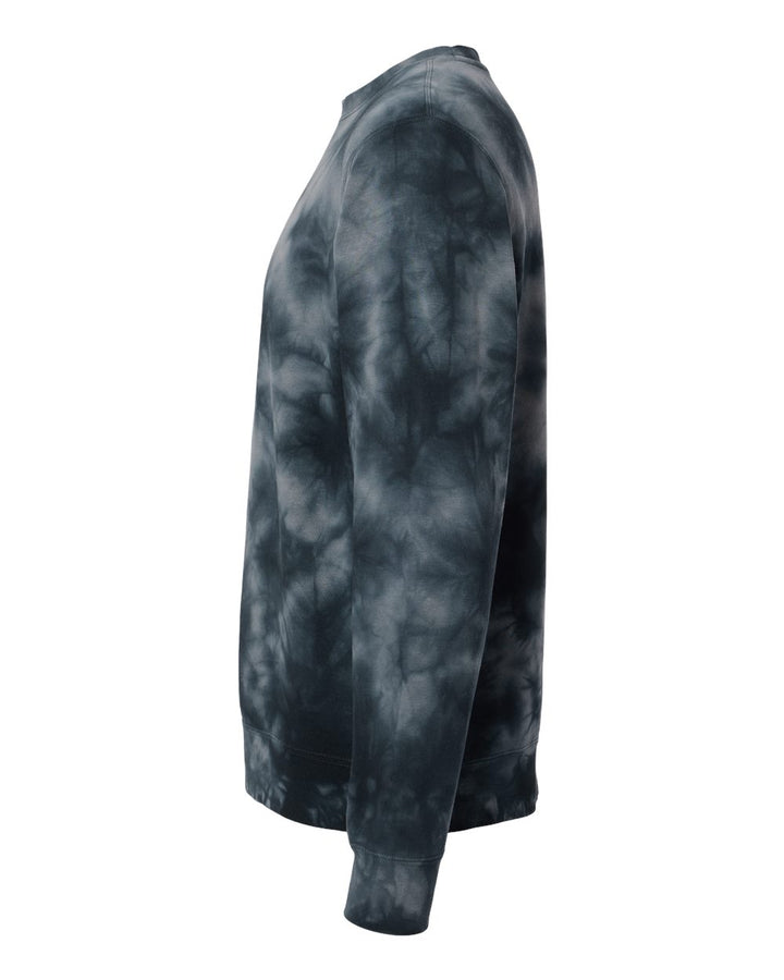 Left View of Tie Dye Black Midweight Tie-Dyed Crewneck Sweatshirt - PRM3500TD