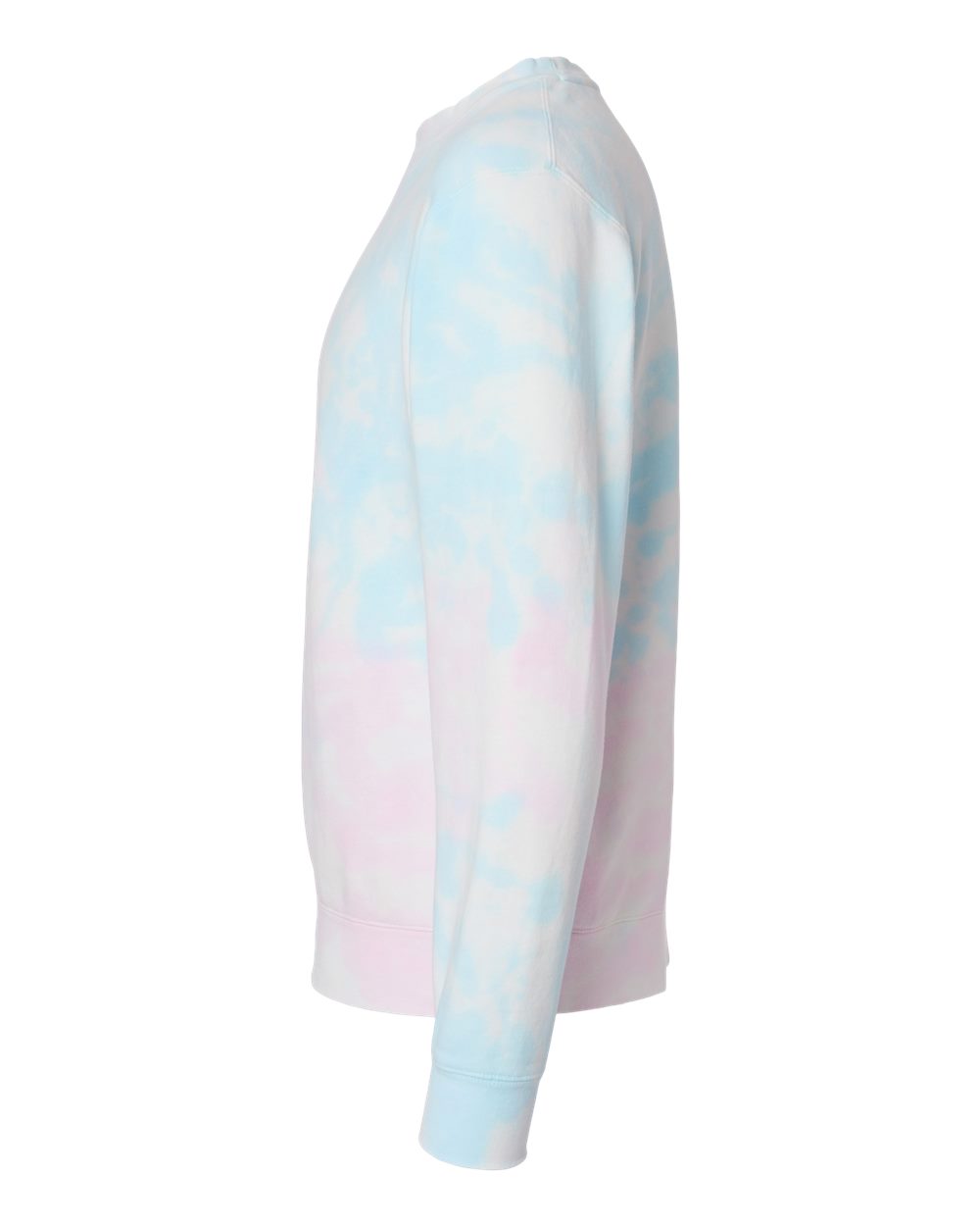 Left View of Tie Dye Cotton Candy Midweight Tie-Dyed Crewneck Sweatshirt - PRM3500TD