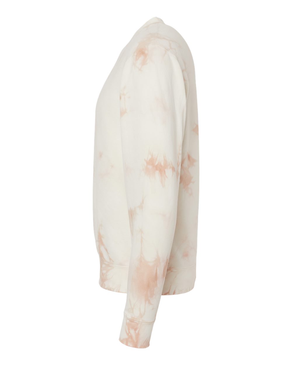 Left View of Tie Dye Dusty Pink Midweight Tie-Dyed Crewneck Sweatshirt - PRM3500TD