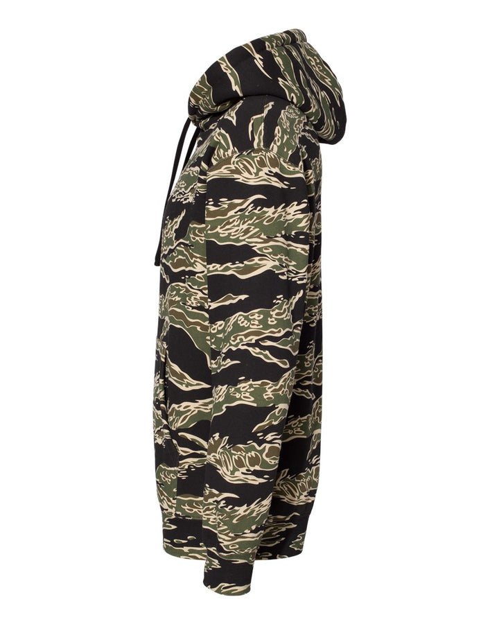 Left View of Tiger Camo Heavyweight Hooded Sweatshirt - IND4000
