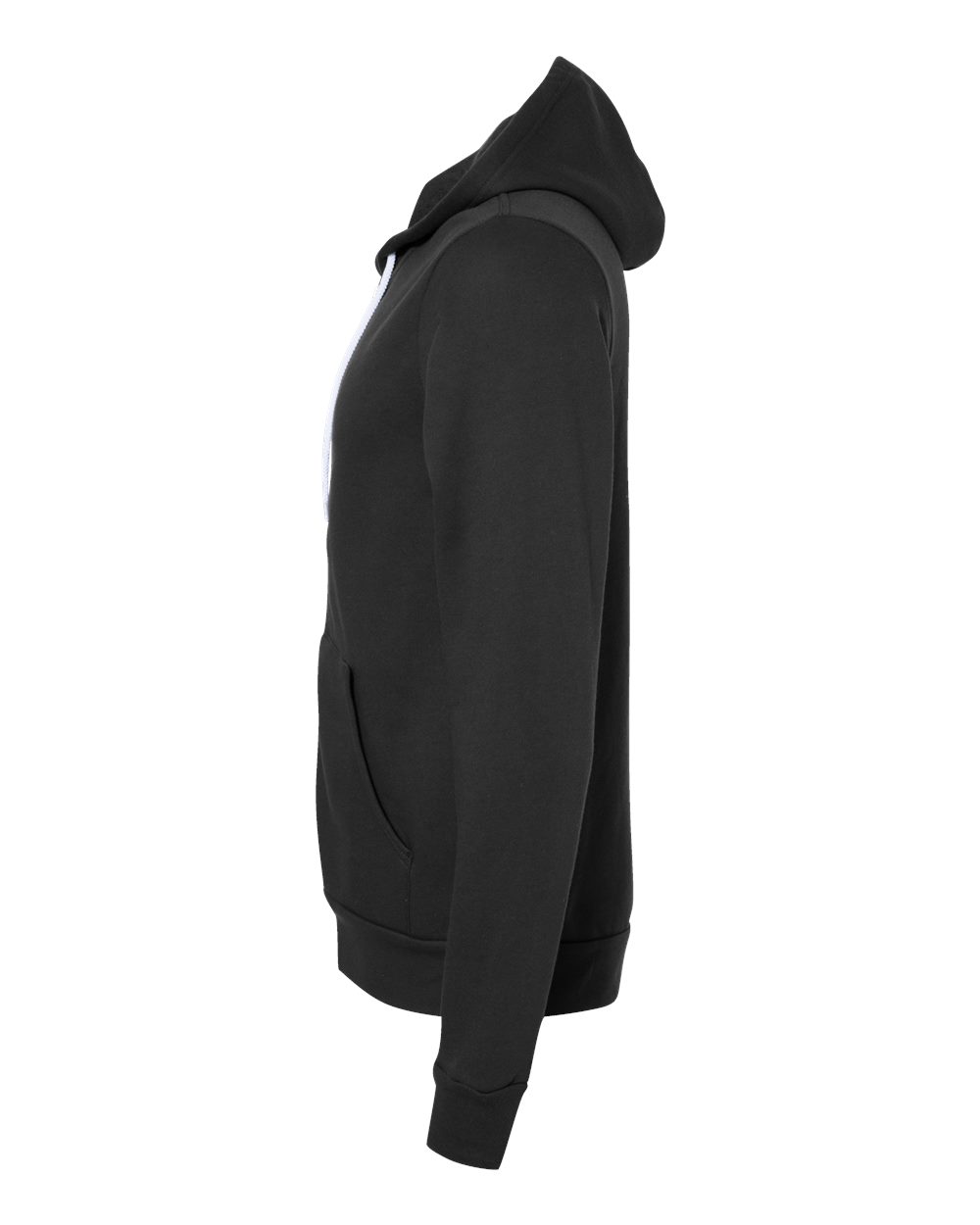 Left View of Vintage Black Sponge Fleece Full-Zip Hoodie - 3739