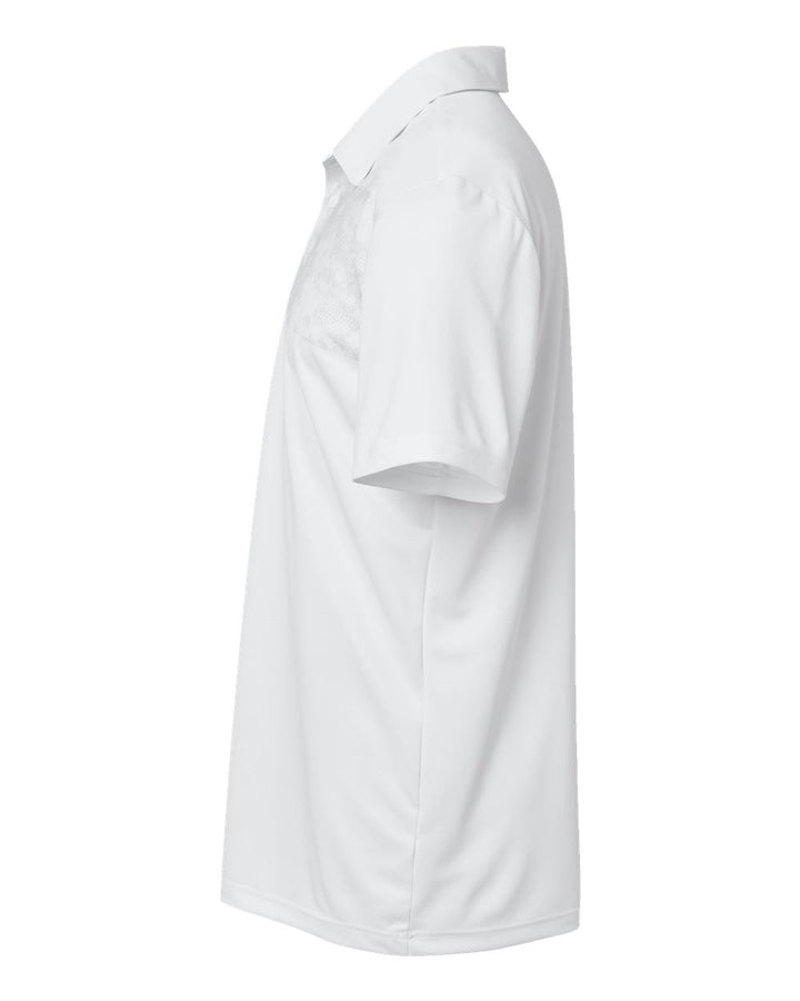 Left View of White Camo Chest Print Polo - A585
