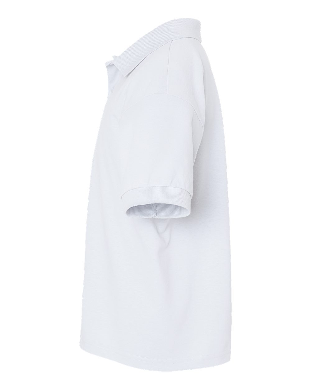 Left View of White DryBlend® Youth Jersey Polo - 8800B