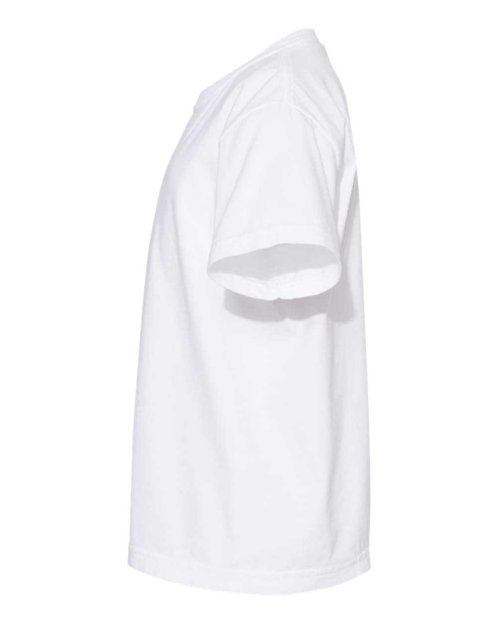 Left View of White Garment-Dyed Youth Heavyweight T-Shirt - 9018