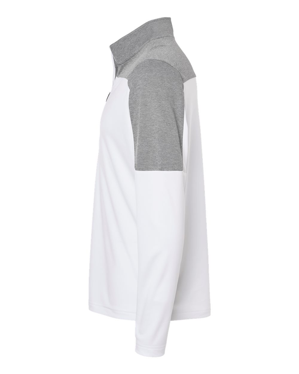 Left View of White/ Grey Three Melange Lightweight Quarter-Zip Pullover - A552