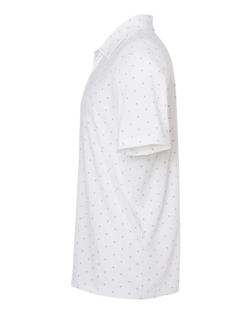 Left View of White/ Grey Three Pine Tree Polo - A574