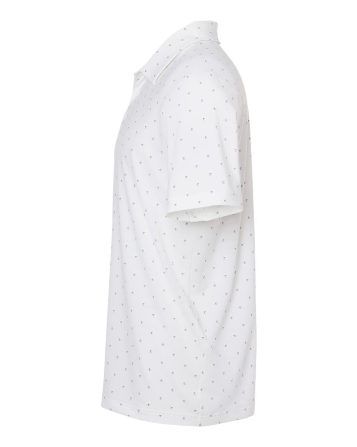 Left View of White/ Grey Three Pine Tree Polo - A574