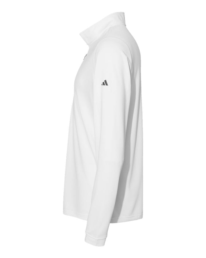 Left View of White Lightweight Quarter-Zip Pullover - A401