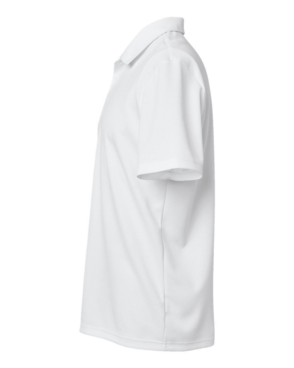 Left View of White Micro Pique Polo - A580