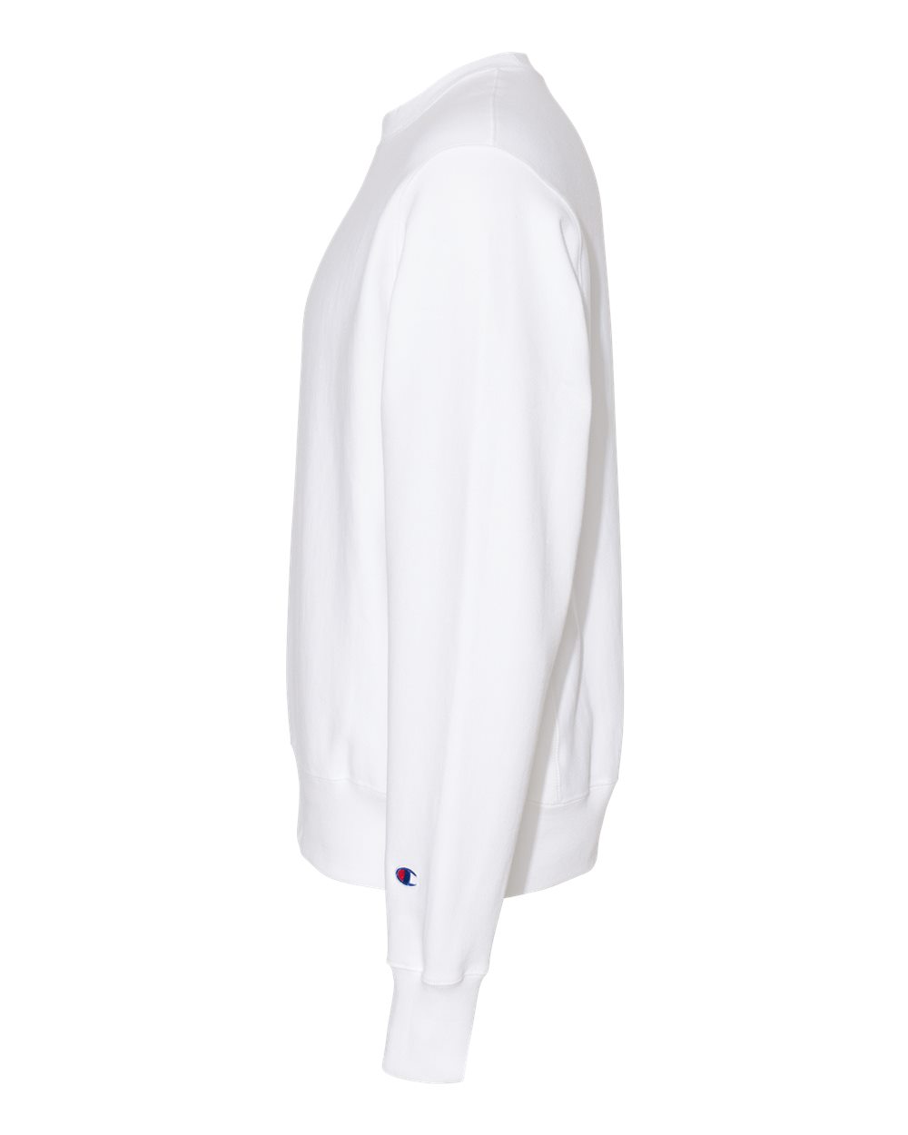 Left View of White Reverse Weave® Crewneck Sweatshirt - S149