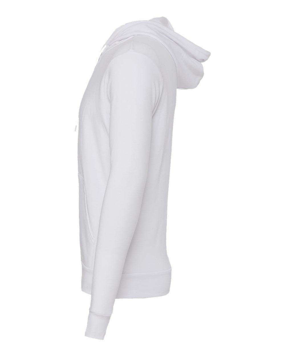 Left View of White Sponge Fleece Full-Zip Hoodie - 3739