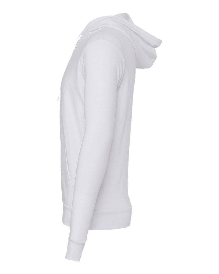 Left View of White Sponge Fleece Full-Zip Hoodie - 3739