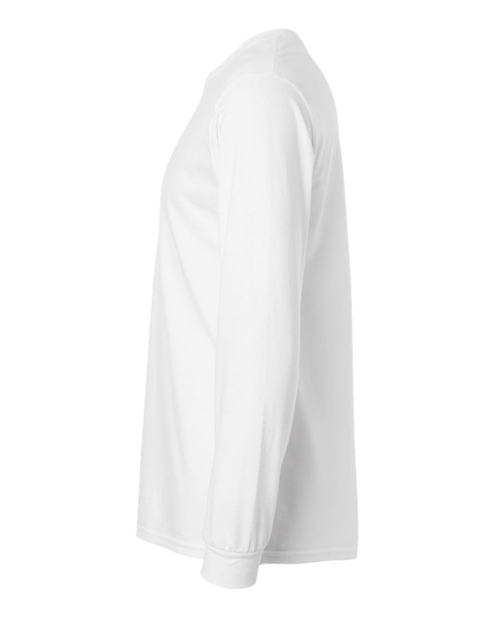 Left View of White Ultra Cotton® Long Sleeve T-Shirt - 2400