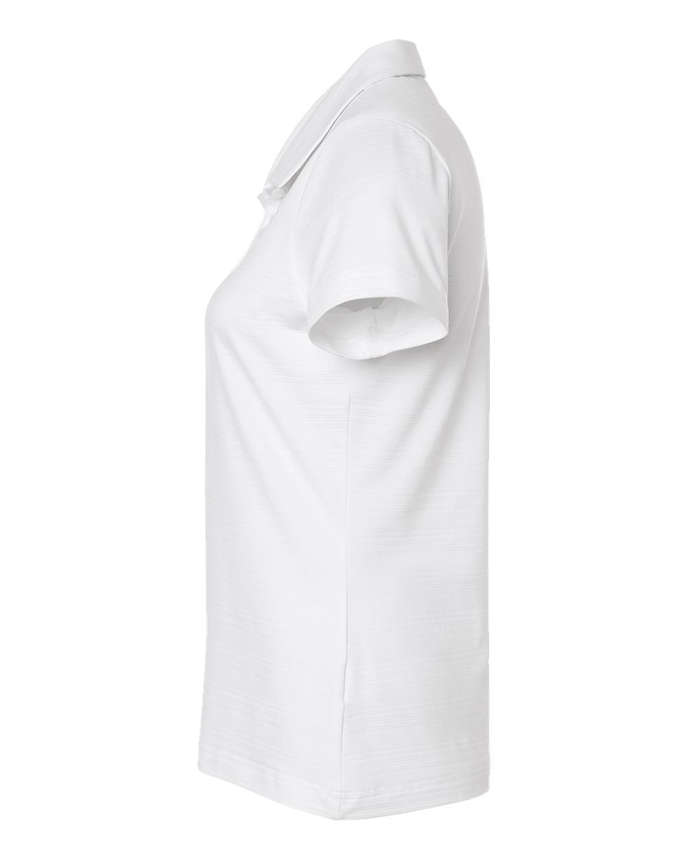 Left View of White Women's Textured Stripe Polo - A707