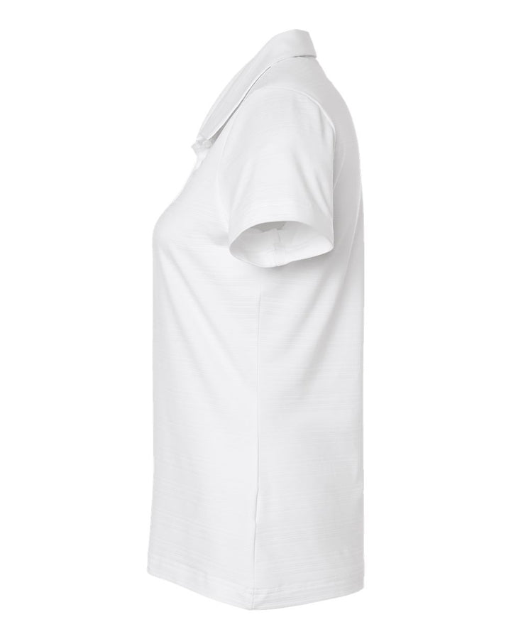 Left View of White Women's Textured Stripe Polo - A707