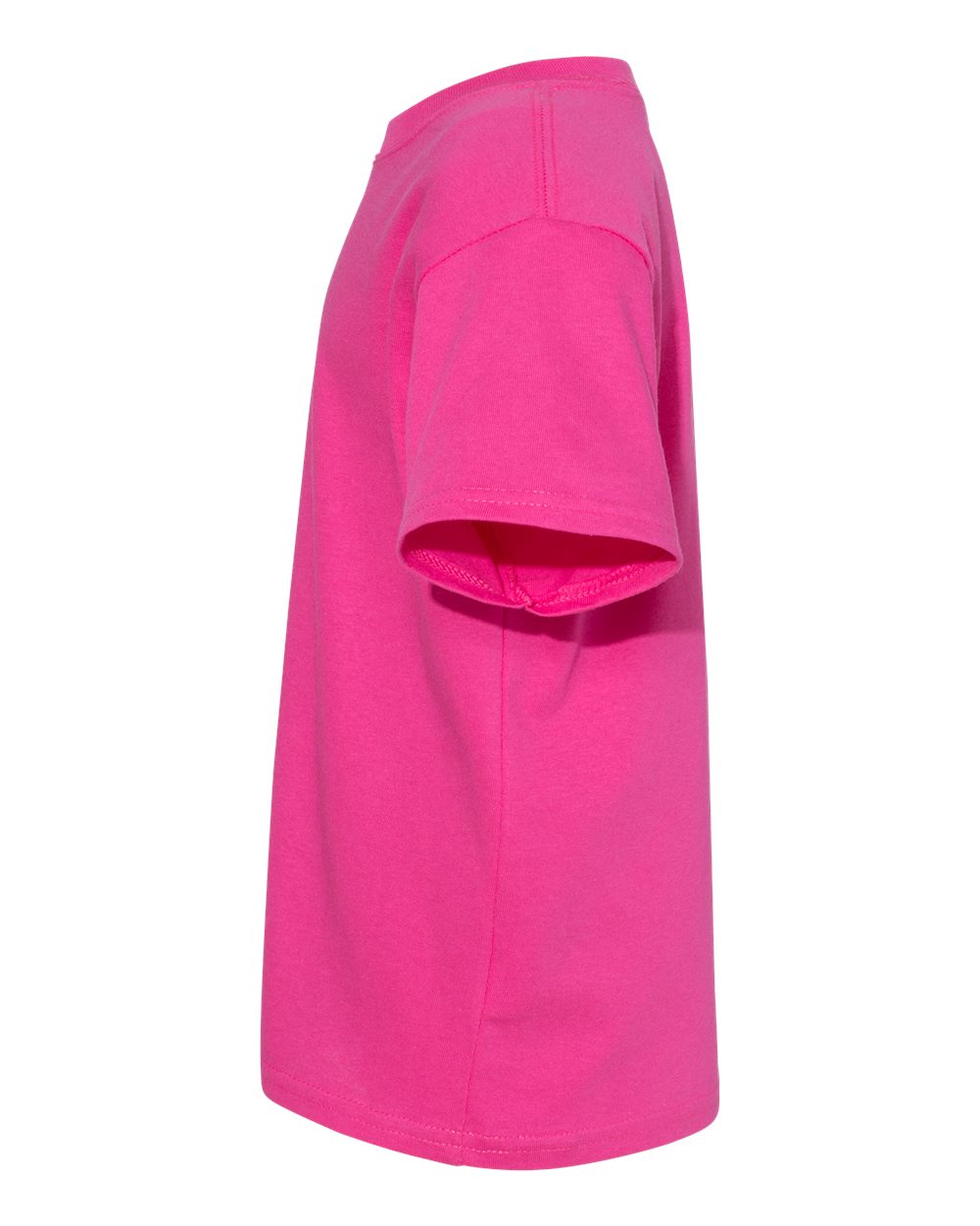 Left View of Wow Pink Essential-T Youth T-Shirt - 5480