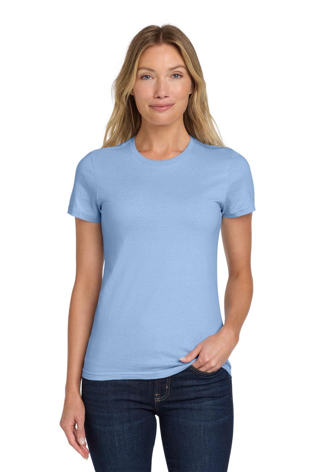 Light Blue Gildan Softstyle Women's T-Shirt. 64000L