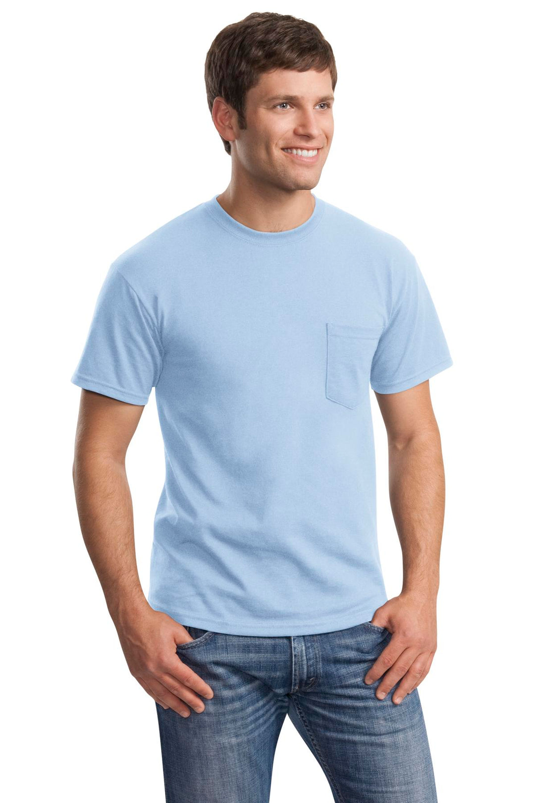 Light Blue Gildan - Ultra Cotton 100% US Cotton T-Shirt with Pocket. 2300