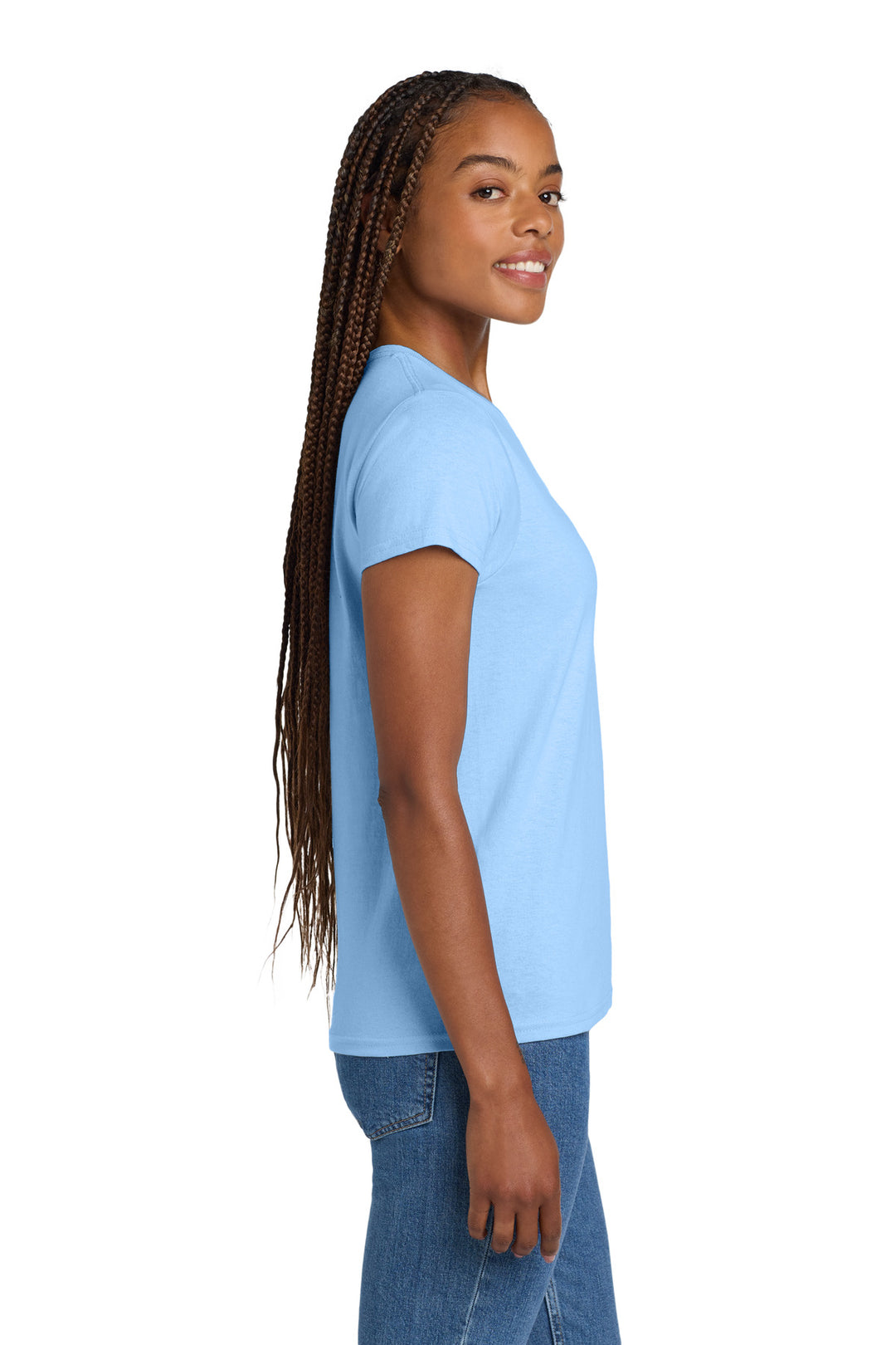 Light Blue Gildan Women's Ultra Cotton 100% US Cotton T-Shirt. 2000L