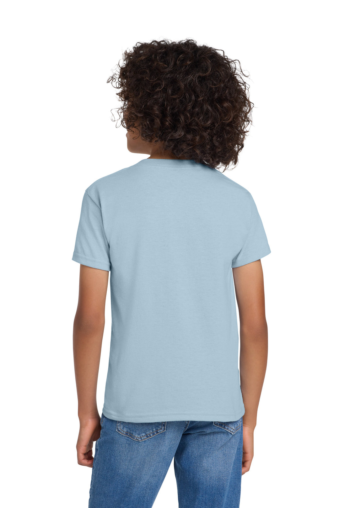 Light Blue Gildan Youth DryBlend 50 Cotton/50 Poly T-Shirt. 8000B