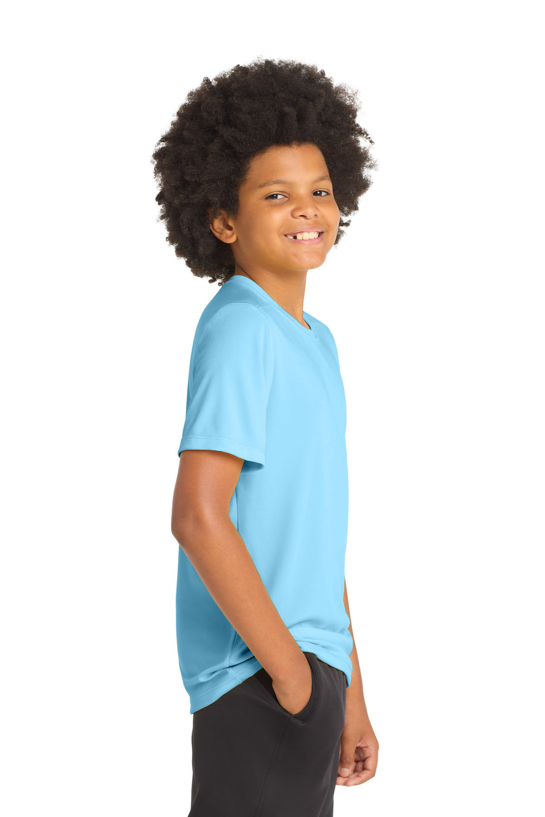 Light Blue Sport-Tek Youth Posi-UV Pro Tee. YST420