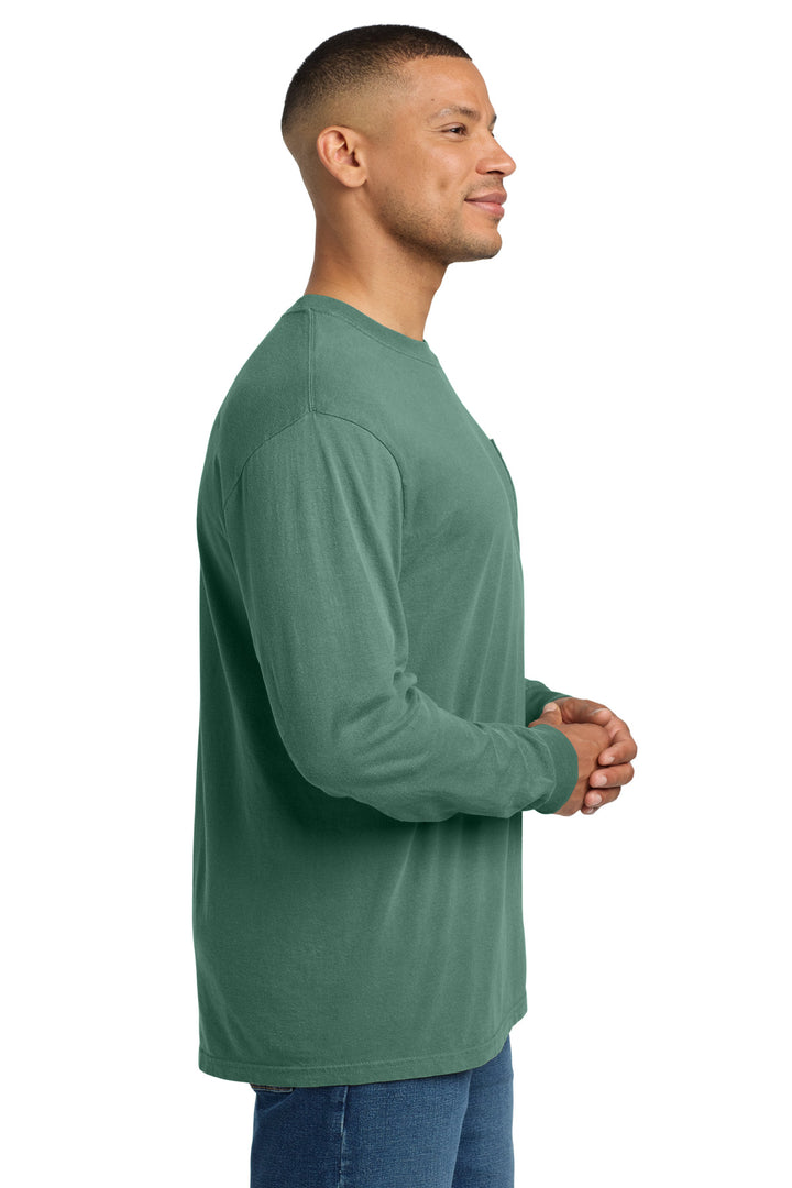Light Green COMFORT COLORS Heavyweight Ring Spun Long Sleeve Pocket Tee. 4410