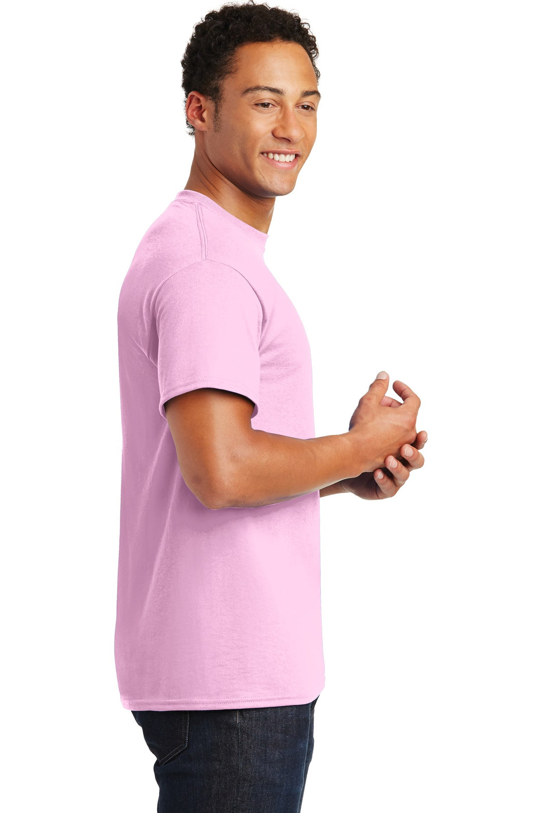 Light Pink Gildan DryBlend 50 Cotton/50 Poly T-Shirt. 8000