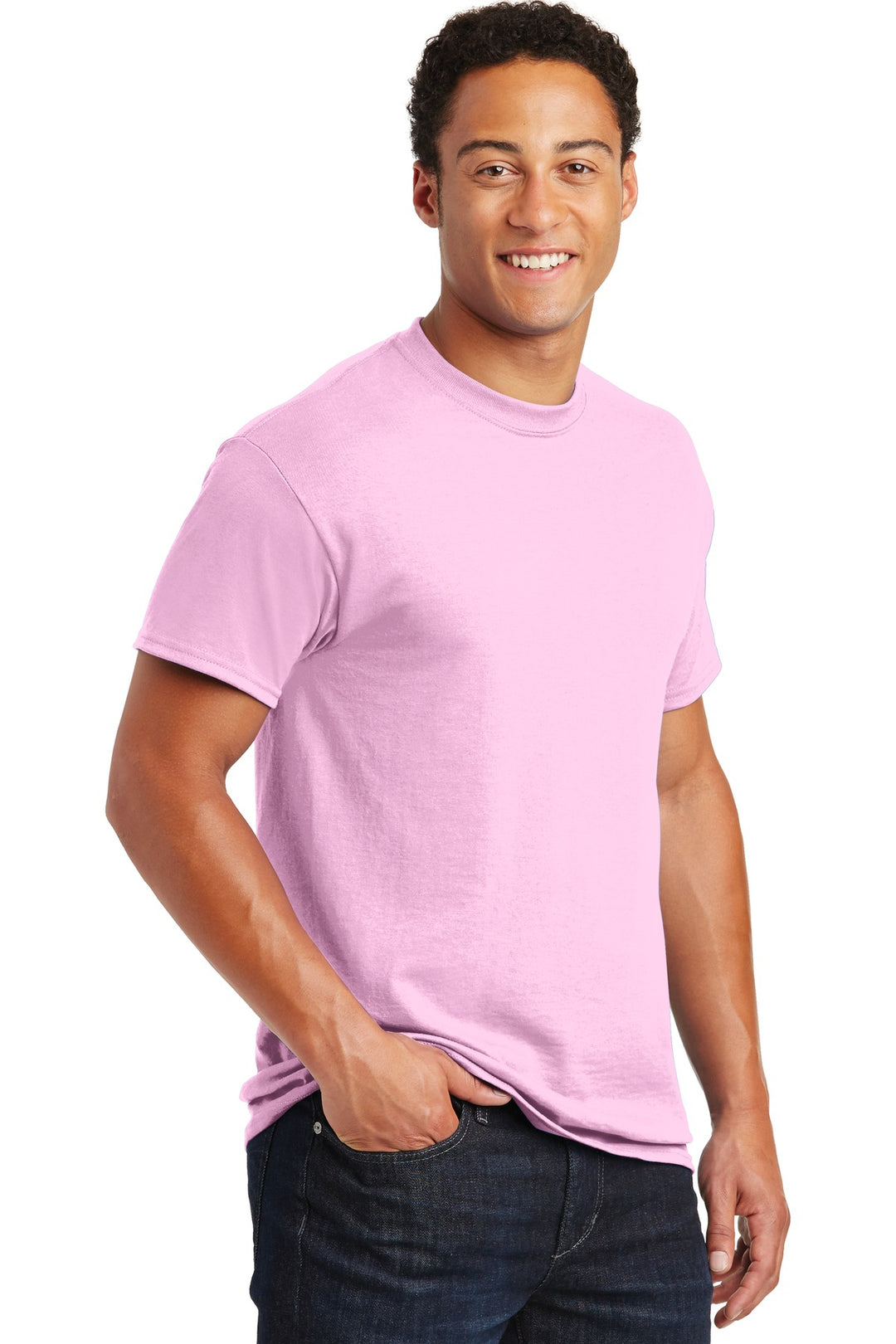 Light Pink Gildan DryBlend 50 Cotton/50 Poly T-Shirt. 8000