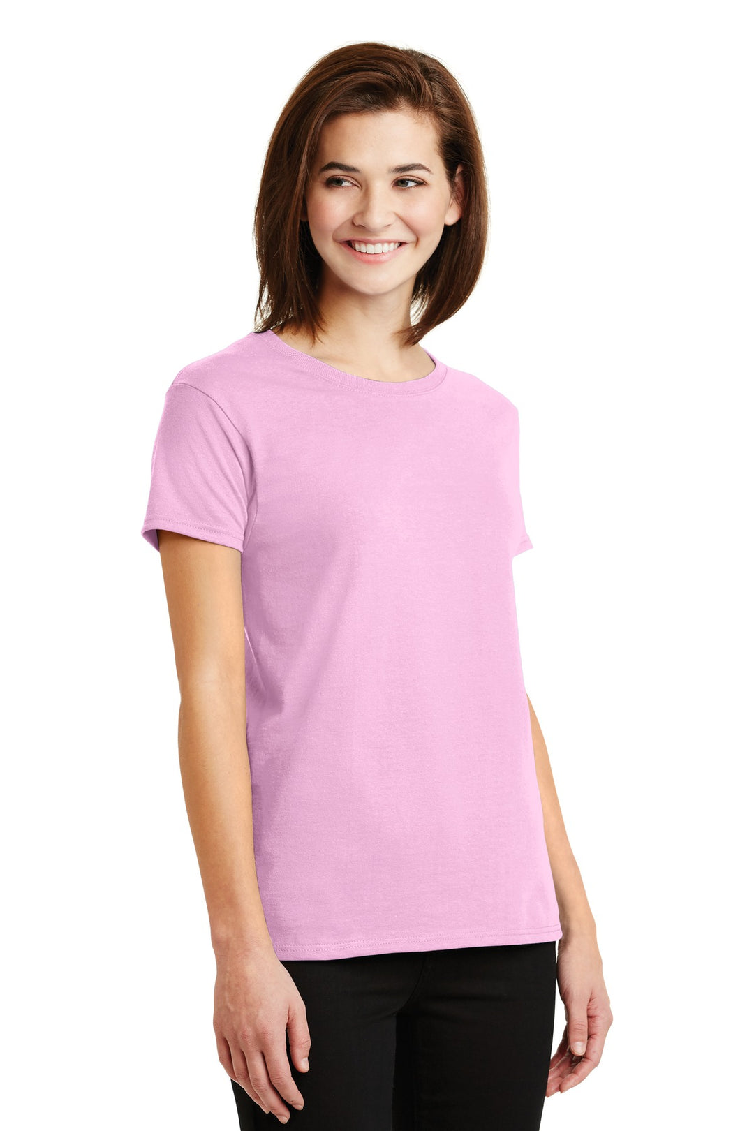 Light Pink Gildan Women's Ultra Cotton 100% US Cotton T-Shirt. 2000L