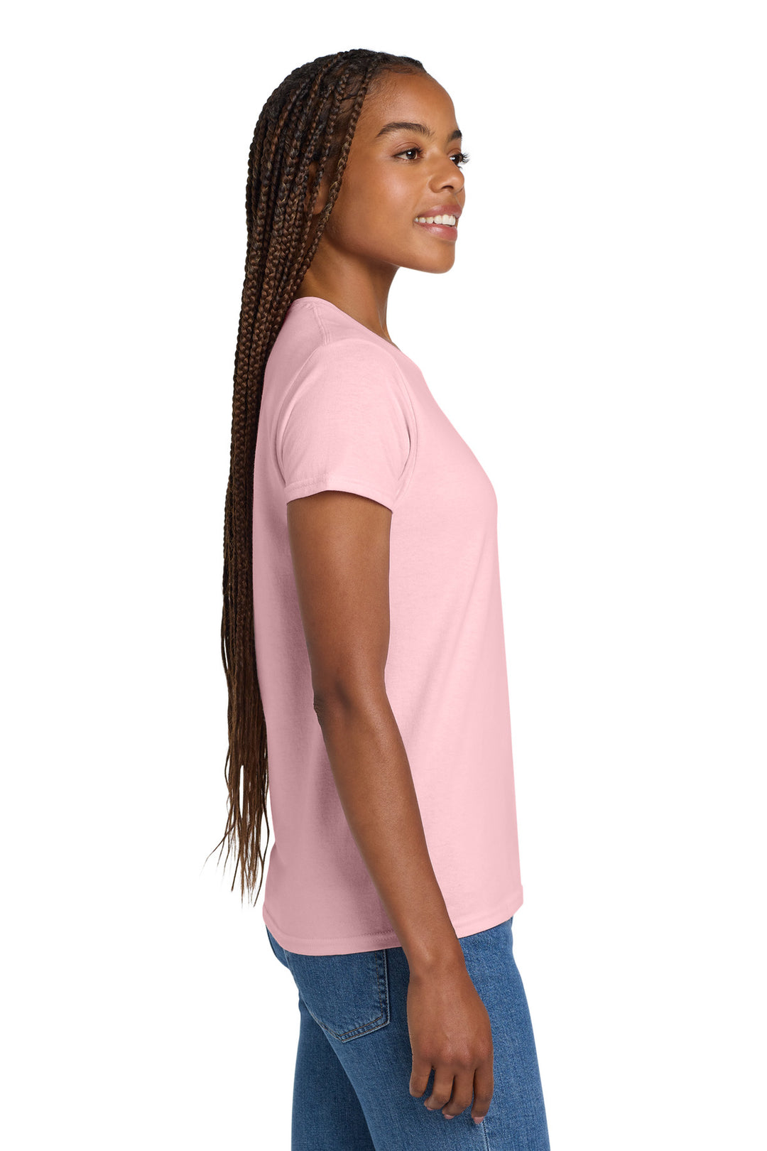 Light Pink Gildan Women's Ultra Cotton 100% US Cotton T-Shirt. 2000L