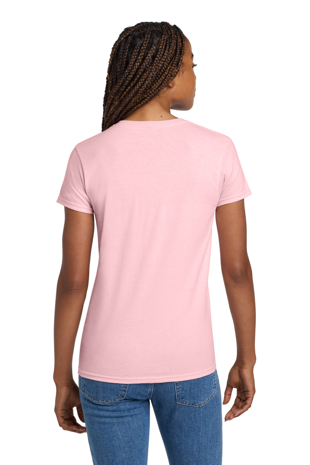 Light Pink Gildan Women's Ultra Cotton 100% US Cotton T-Shirt. 2000L
