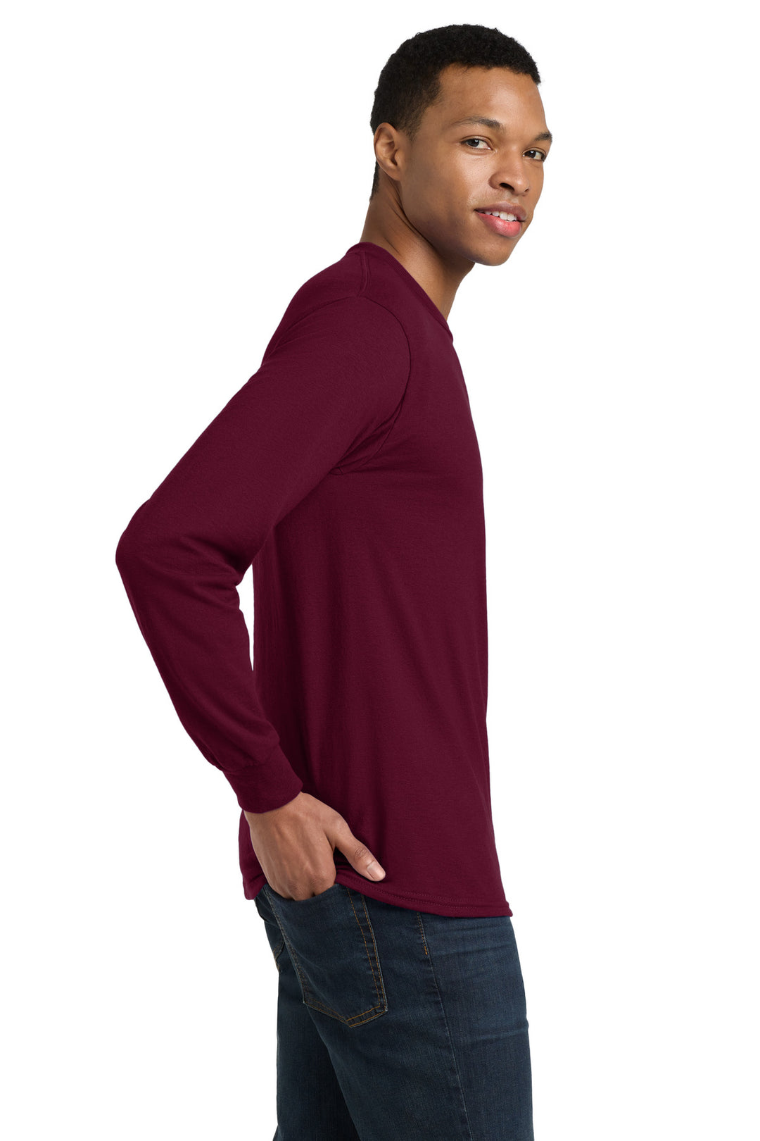 Maroon Gildan - DryBlend 50 Cotton/50 Poly Long Sleeve T-Shirt. 8400