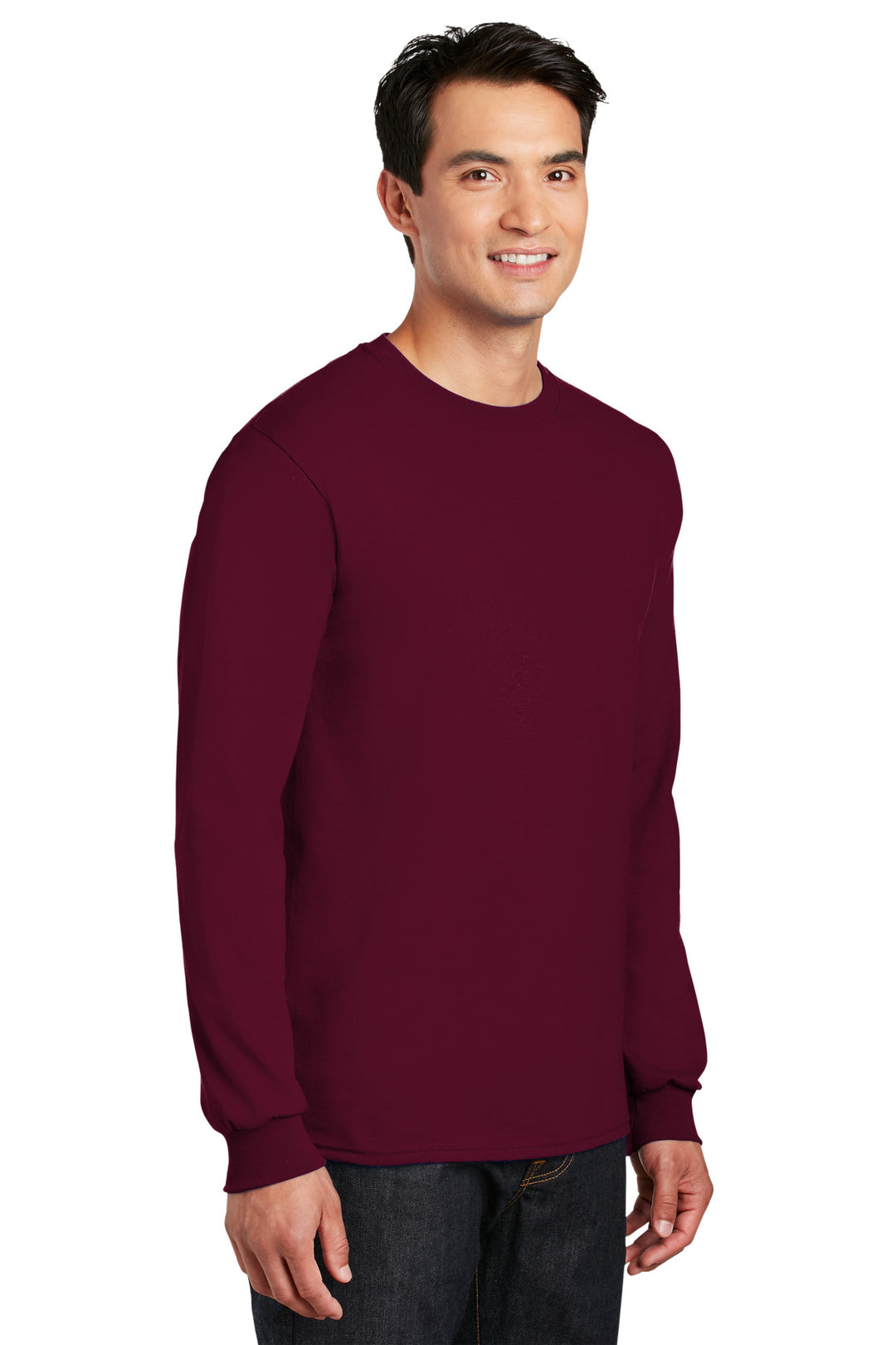 Maroon Gildan - DryBlend 50 Cotton/50 Poly Long Sleeve T-Shirt. 8400