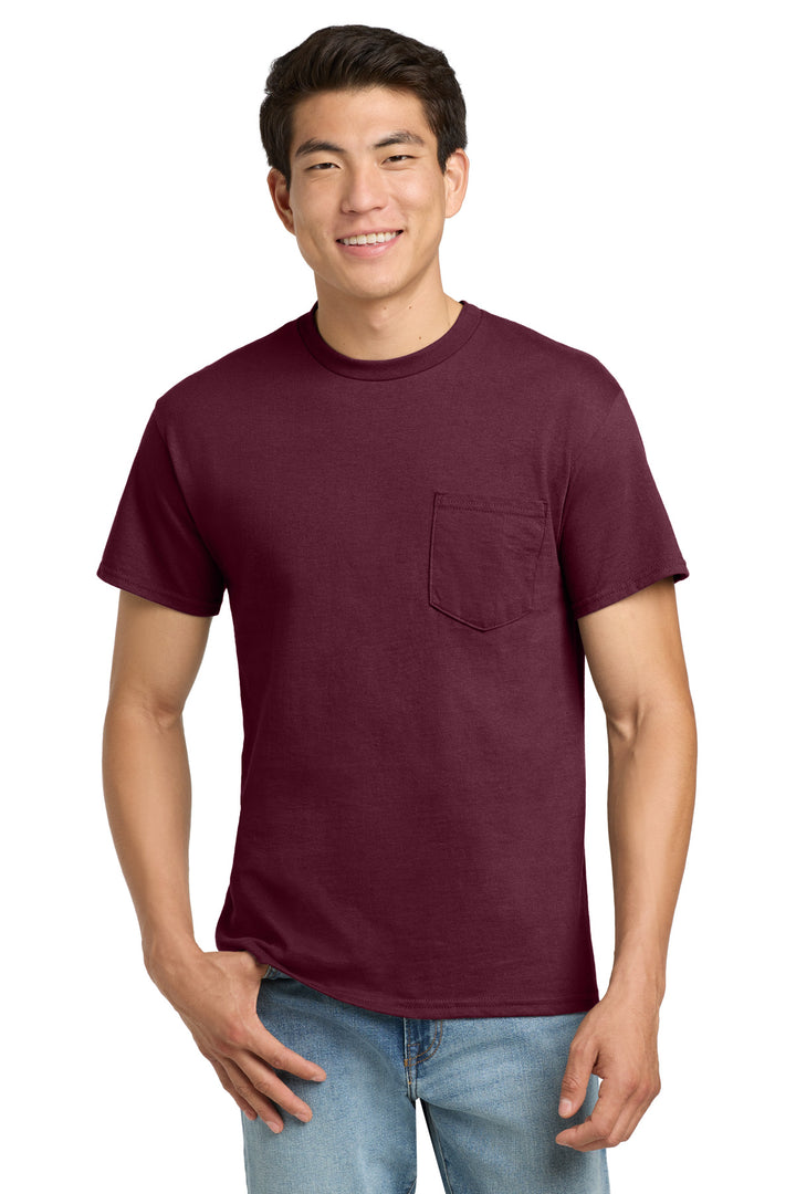 Maroon Gildan - Ultra Cotton 100% US Cotton T-Shirt with Pocket. 2300