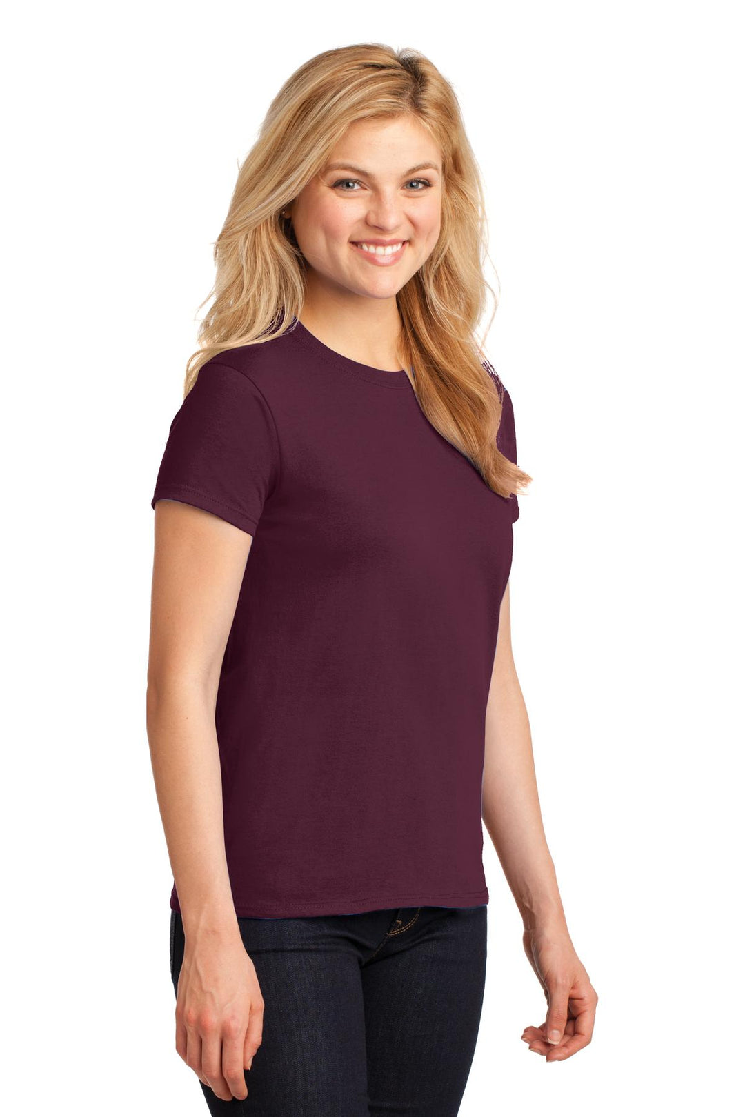 Maroon Gildan Women's Heavy Cotton 100% Cotton T-Shirt. 5000L