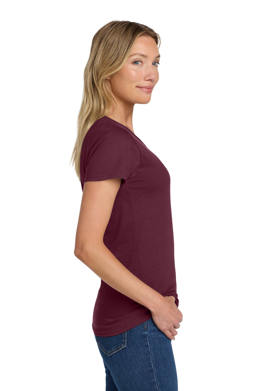Maroon Gildan Women's Heavy Cotton 100% Cotton T-Shirt. 5000L