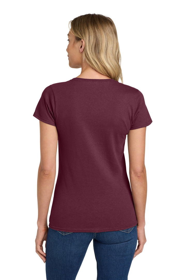 Maroon Gildan Women's Heavy Cotton 100% Cotton T-Shirt. 5000L