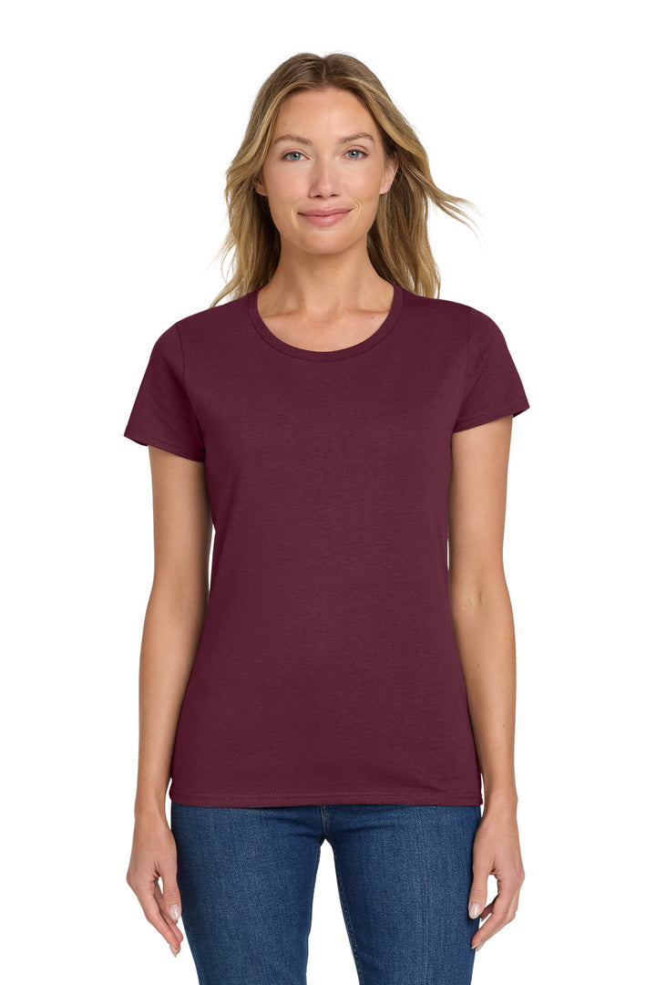 Maroon Gildan Women's Heavy Cotton 100% Cotton T-Shirt. 5000L