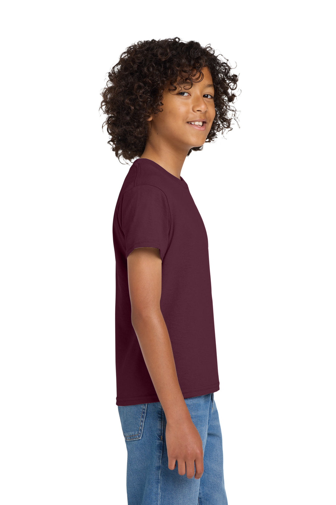 Maroon Gildan Youth DryBlend 50 Cotton/50 Poly T-Shirt. 8000B