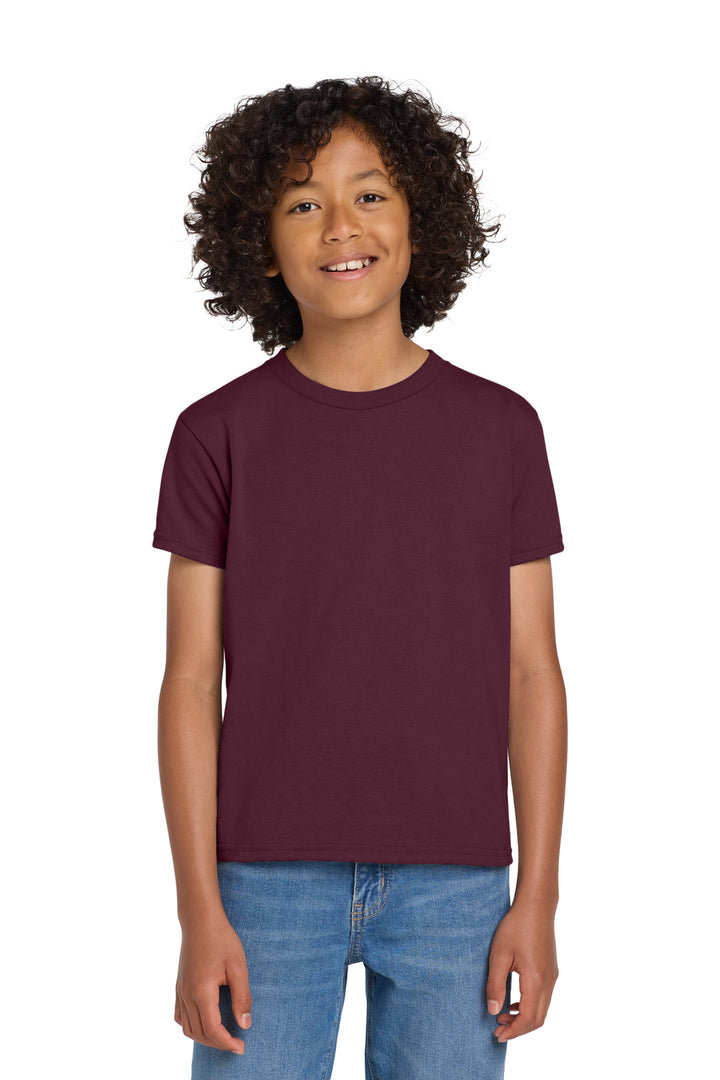 Maroon Gildan Youth DryBlend 50 Cotton/50 Poly T-Shirt. 8000B