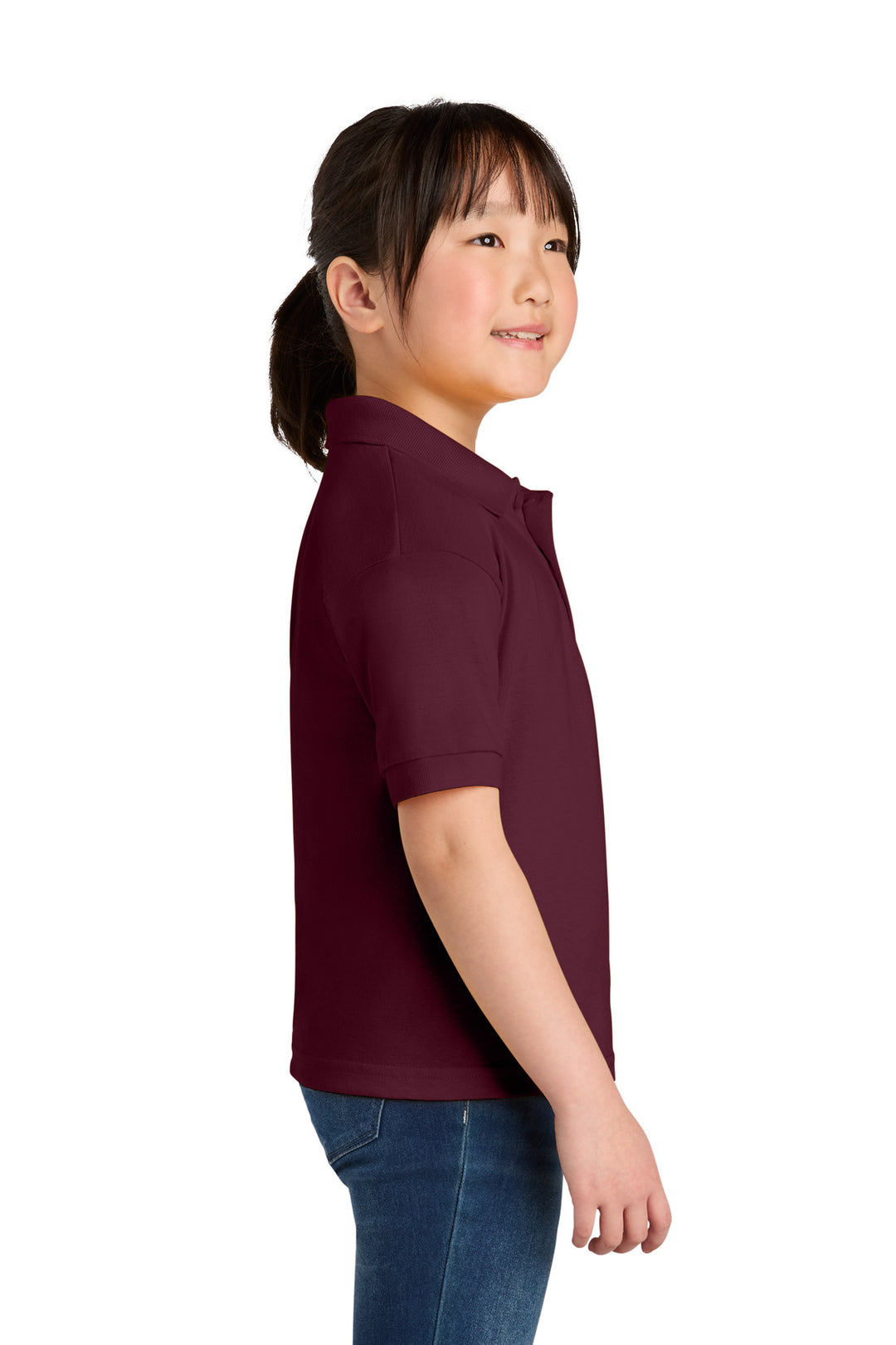 Maroon Gildan Youth DryBlend 6-Ounce Jersey Knit Sport Shirt. 8800B