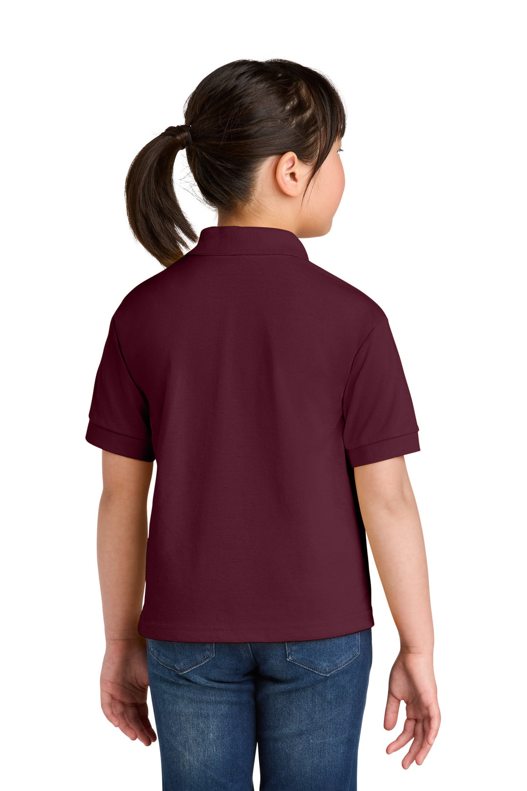Maroon Gildan Youth DryBlend 6-Ounce Jersey Knit Sport Shirt. 8800B