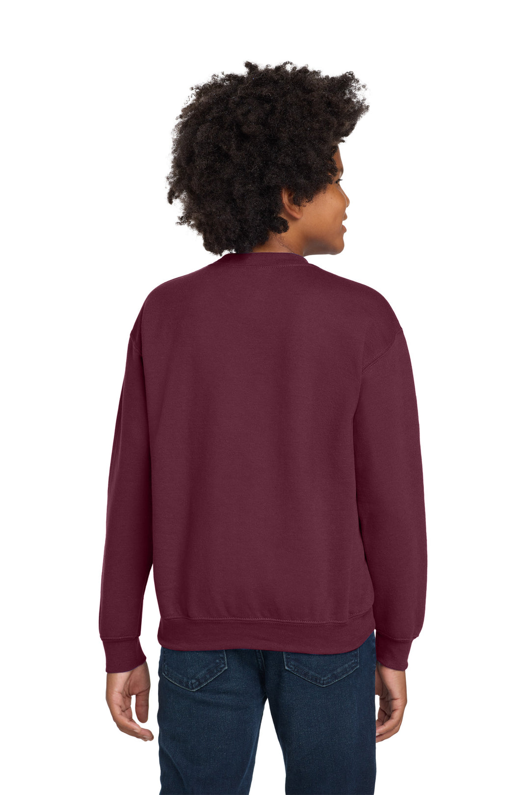 Maroon Gildan Youth Heavy Blend Crewneck Sweatshirt. 18000B
