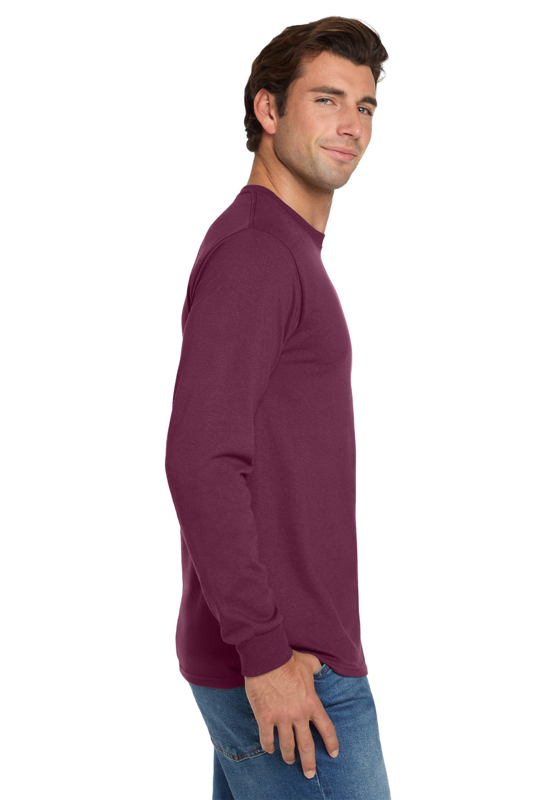 Maroon Jerzees - Dri-Power 50/50 Cotton/Poly Long Sleeve T-Shirt. 29LS