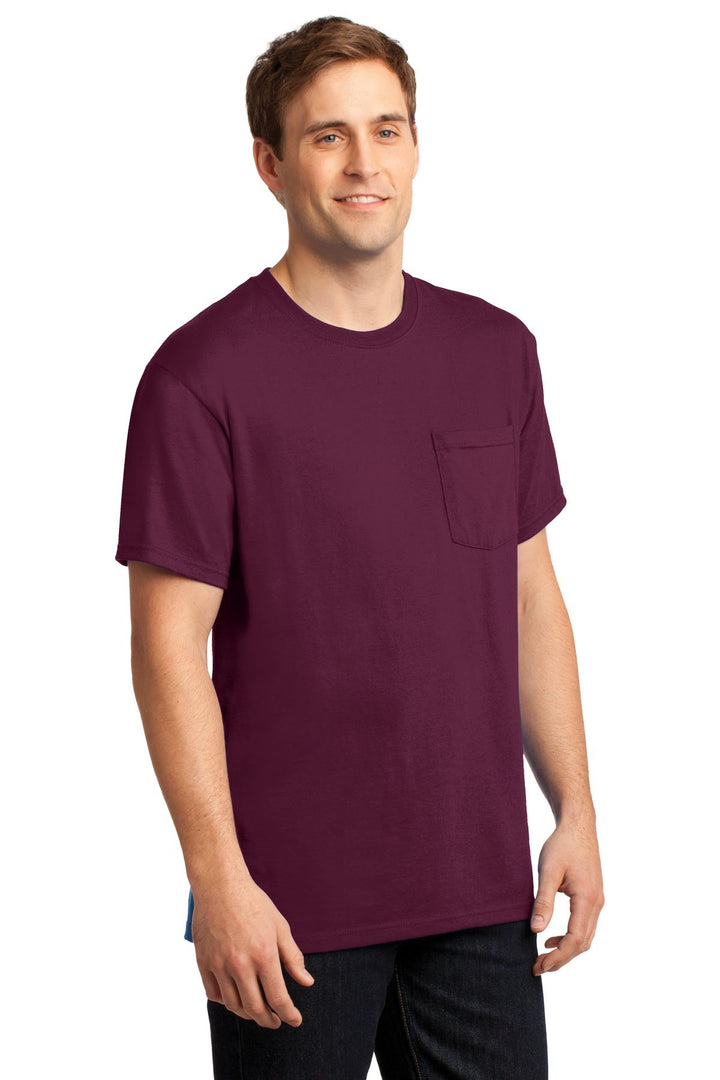 Maroon Jerzees - Dri-Power 50/50 Cotton/Poly Pocket T-Shirt. 29MP