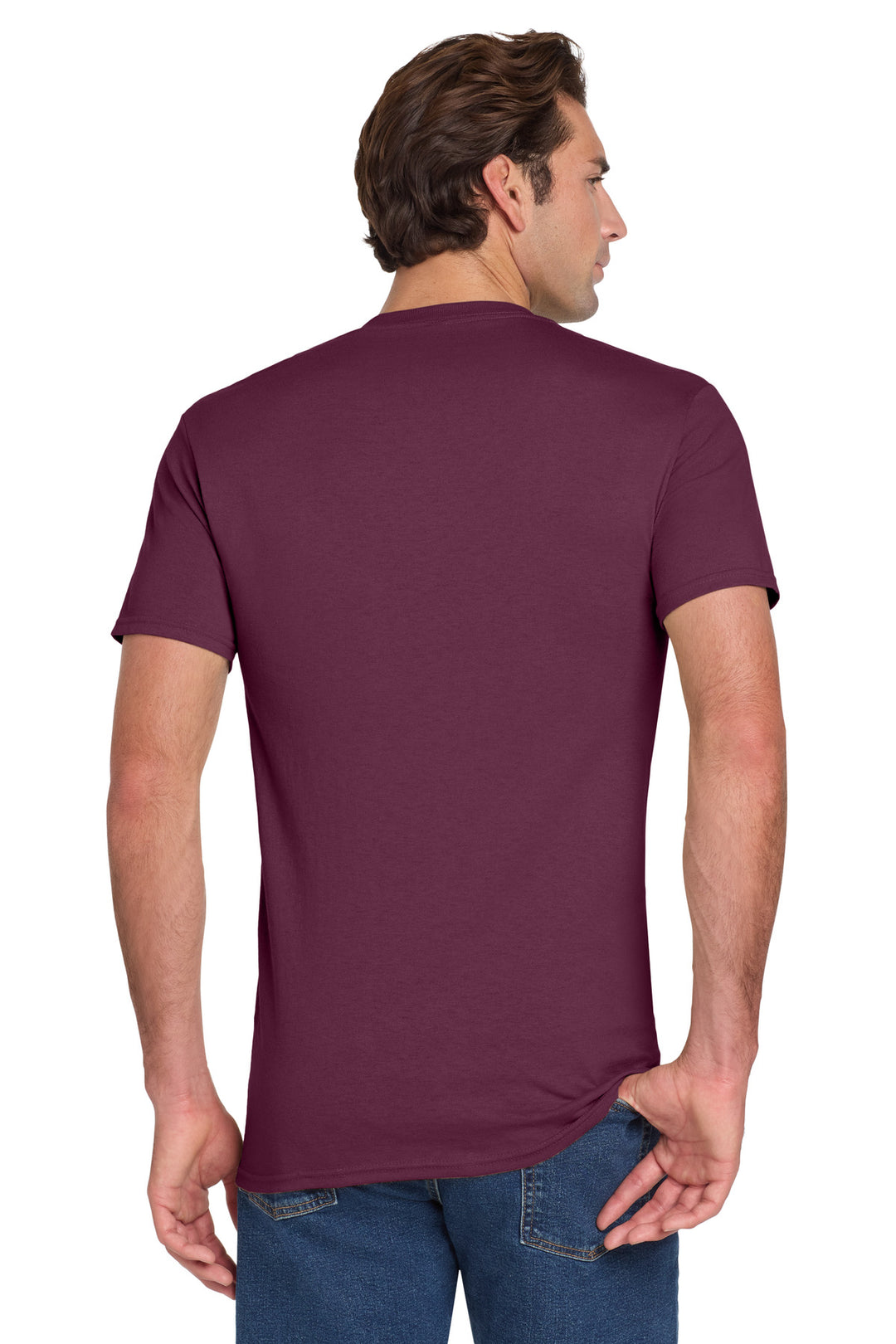 Maroon Jerzees - Dri-Power 50/50 Cotton/Poly Pocket T-Shirt. 29MP