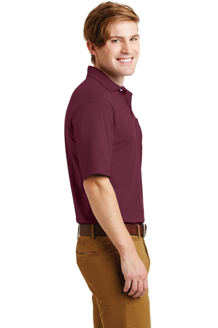 Maroon Jerzees Dri-Power Pocket Sport Shirt. 436MP