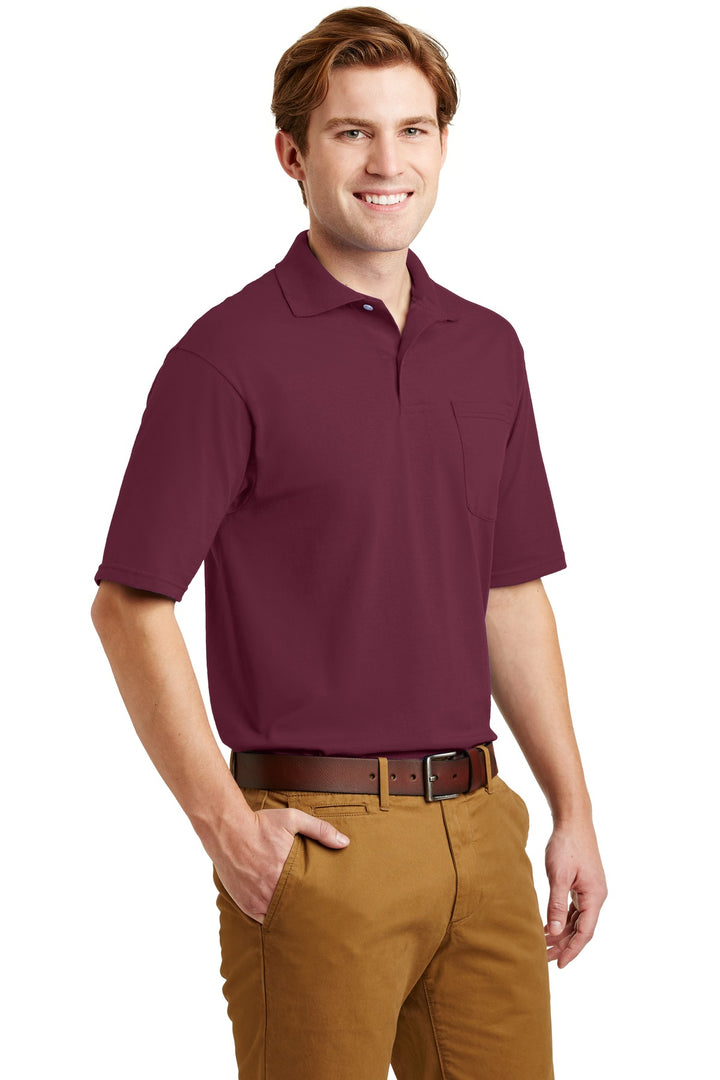Maroon Jerzees Dri-Power Pocket Sport Shirt. 436MP